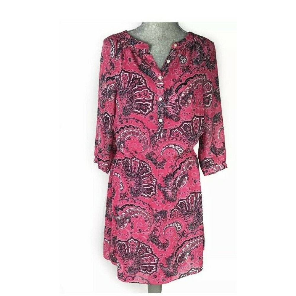 LAUREN By Ralph Lauren Pink Paisley Midi Dress With Inner Slip Size 2